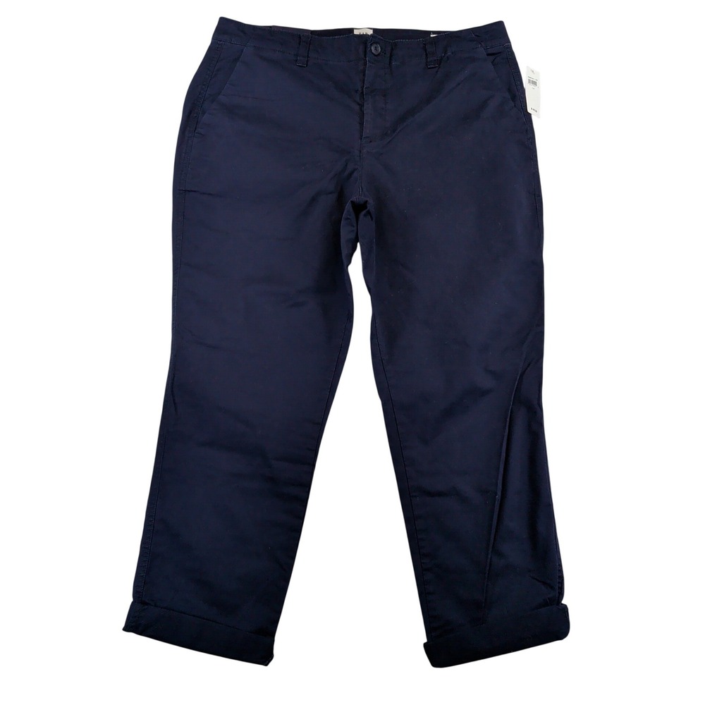 Gap Girlfriend Khaki Navy Blue Chino Pants Womens 12 New NWT Casual Office
